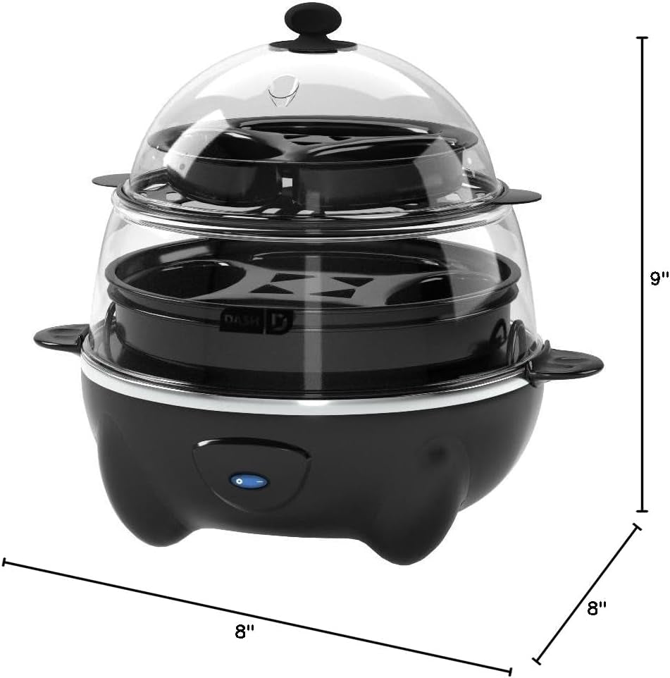 Deluxe Egg Cooker - Boiler, Poacher & Steamer - Includes Measuring & Recipe Guide - Dishwasher Safe - Holds 12 Eggs, Black