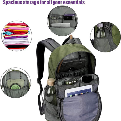 35L Hiking Backpack Water Resistant Outdoor Sports Travel Daypack Lightweight with Rain Cover for Women Men (Army Green)