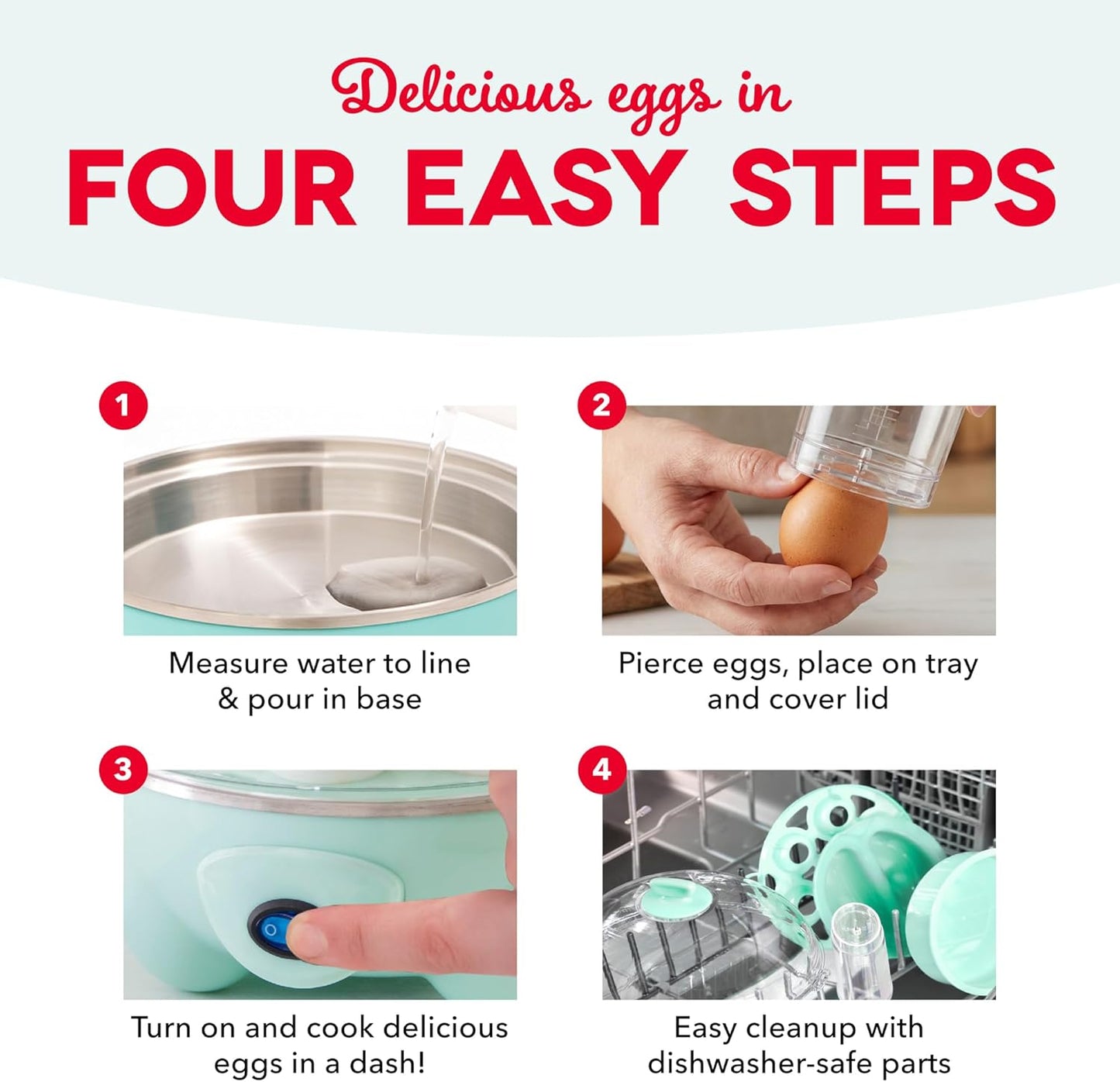 Deluxe Egg Cooker - Boiler, Poacher & Steamer - Includes Measuring & Recipe Guide - Dishwasher Safe - Holds 12 Eggs, Black