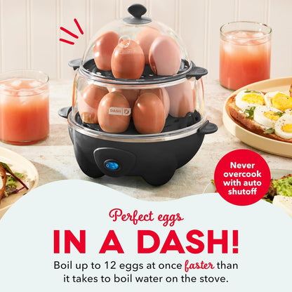 Deluxe Egg Cooker - Boiler, Poacher & Steamer - Includes Measuring & Recipe Guide - Dishwasher Safe - Holds 12 Eggs, Black