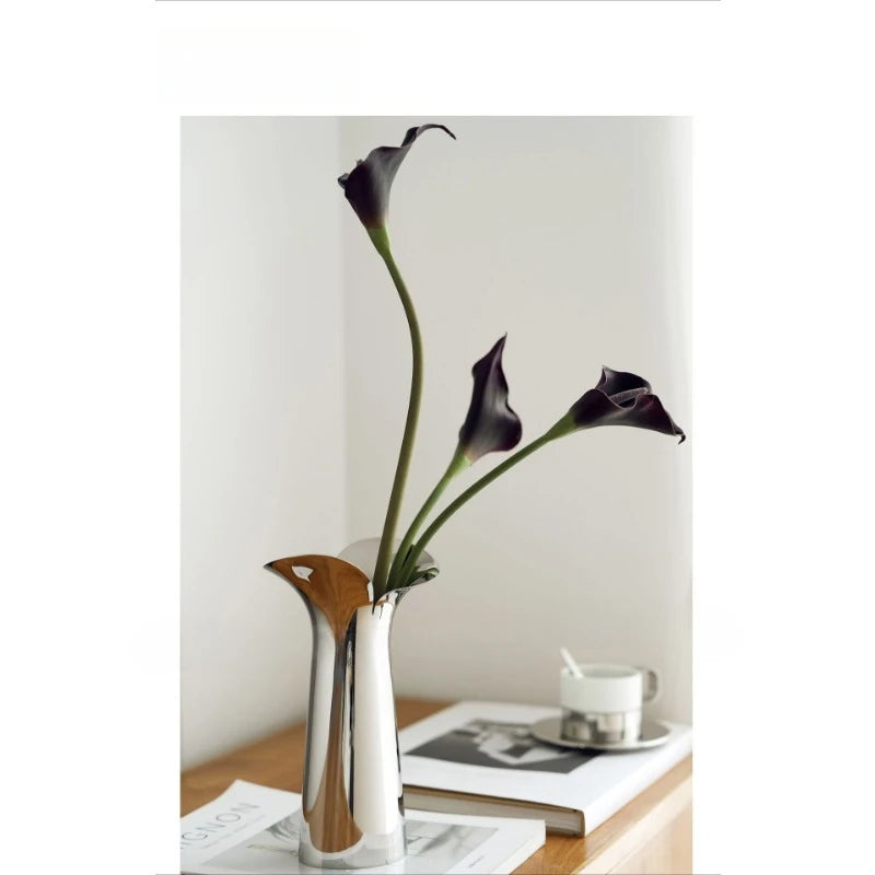 Nordic Luxury Ceramic Vase Silver Plated Modern Floral Arrangement Artistry for Living Room & Dining Table Home Decor