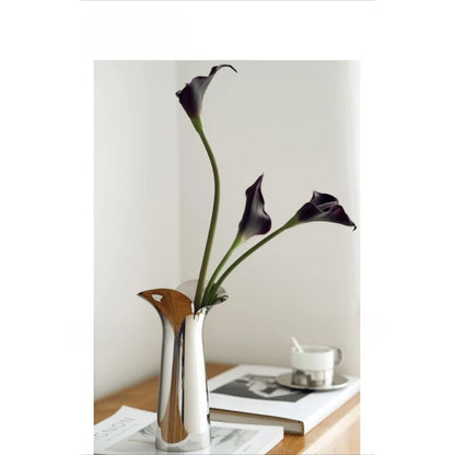 Nordic Luxury Ceramic Vase Silver Plated Modern Floral Arrangement Artistry for Living Room & Dining Table Home Decor