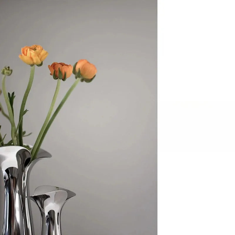 Nordic Luxury Ceramic Vase Silver Plated Modern Floral Arrangement Artistry for Living Room & Dining Table Home Decor
