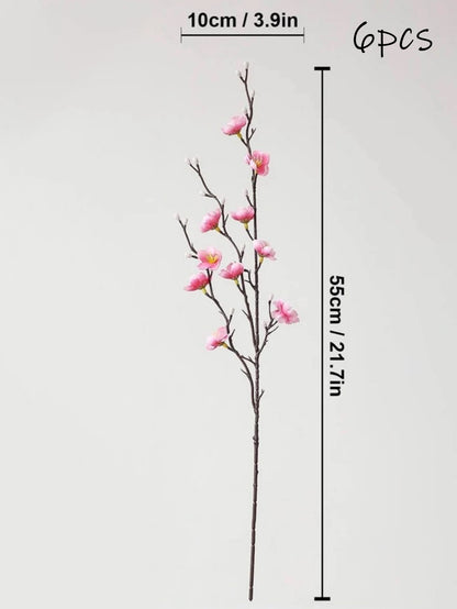 Artificial Flowers White Plum Blossom 21.7'' Fake Long Stem Plastic Flower Home Hotel Wedding Party Garden Decor Gifts Birthday