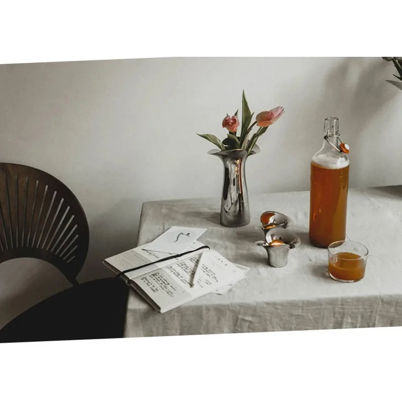 Nordic Luxury Ceramic Vase Silver Plated Modern Floral Arrangement Artistry for Living Room & Dining Table Home Decor