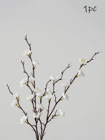 Artificial Flowers White Plum Blossom 21.7'' Fake Long Stem Plastic Flower Home Hotel Wedding Party Garden Decor Gifts Birthday