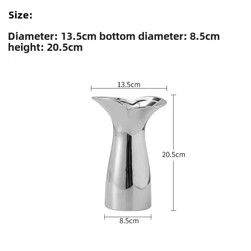 Nordic Luxury Ceramic Vase Silver Plated Modern Floral Arrangement Artistry for Living Room & Dining Table Home Decor