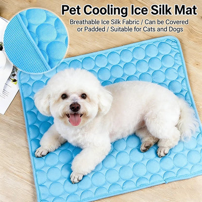 Summer Ice Silk Pet Cooling Mat Waterproof Dog Cat Sleeping Pad Anti Slip Washable Sofa Cushion Self Cooling Pet Bed Accessories