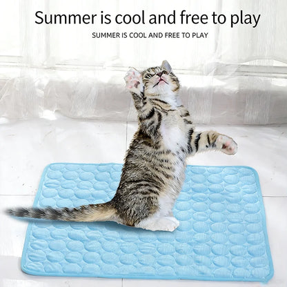Summer Ice Silk Pet Cooling Mat Waterproof Dog Cat Sleeping Pad Anti Slip Washable Sofa Cushion Self Cooling Pet Bed Accessories