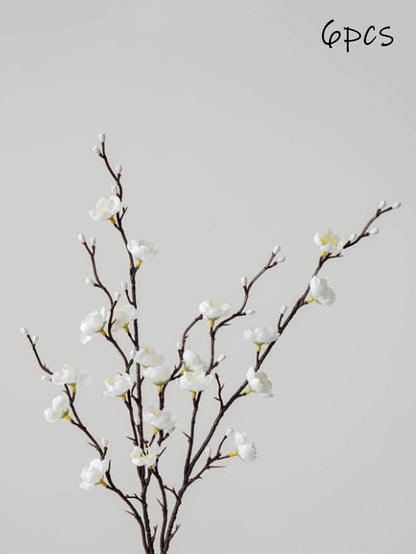Artificial Flowers White Plum Blossom 21.7'' Fake Long Stem Plastic Flower Home Hotel Wedding Party Garden Decor Gifts Birthday
