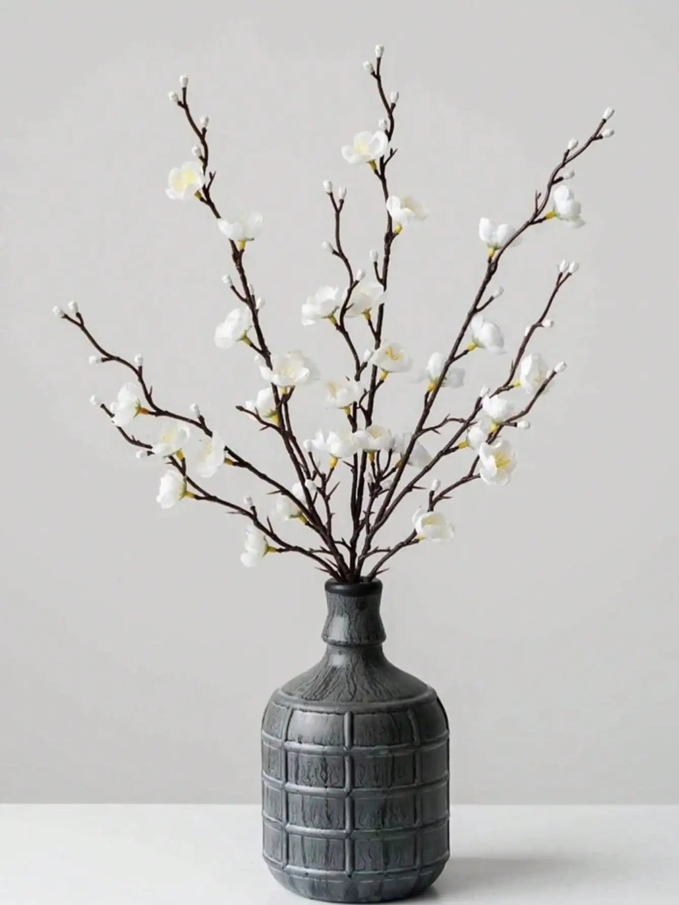 Artificial Flowers White Plum Blossom 21.7'' Fake Long Stem Plastic Flower Home Hotel Wedding Party Garden Decor Gifts Birthday