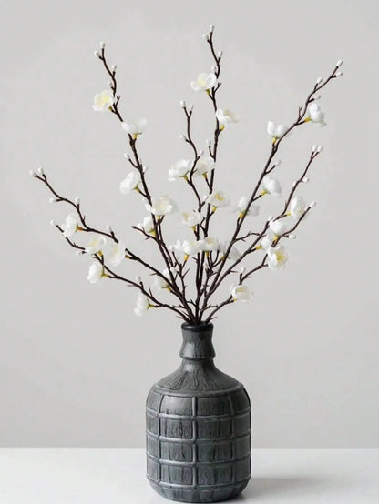 Artificial Flowers White Plum Blossom 21.7'' Fake Long Stem Plastic Flower Home Hotel Wedding Party Garden Decor Gifts Birthday