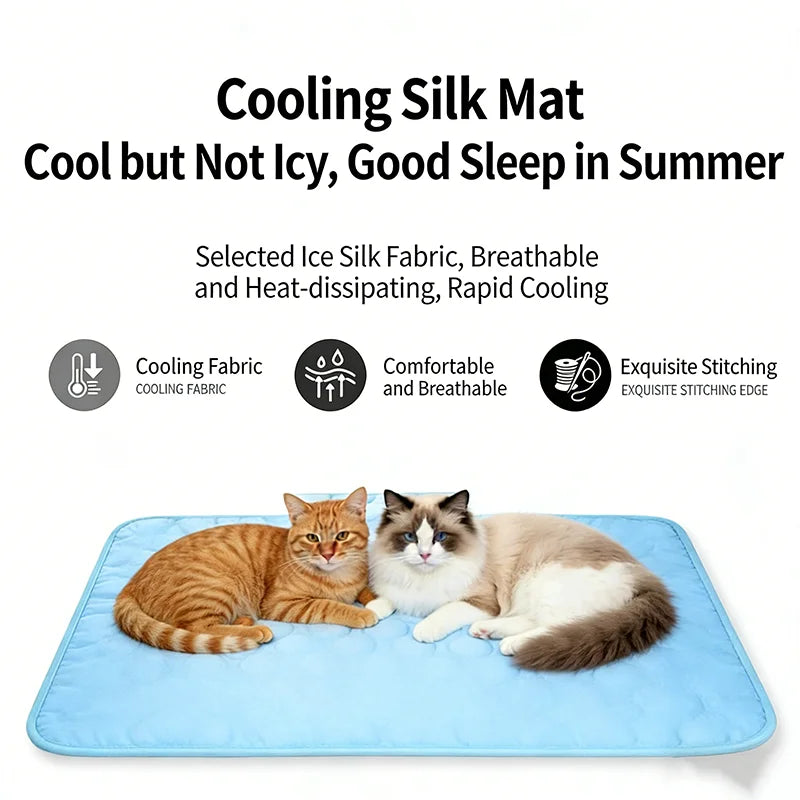 Summer Ice Silk Pet Cooling Mat Waterproof Dog Cat Sleeping Pad Anti Slip Washable Sofa Cushion Self Cooling Pet Bed Accessories