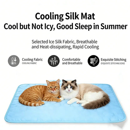 Summer Ice Silk Pet Cooling Mat Waterproof Dog Cat Sleeping Pad Anti Slip Washable Sofa Cushion Self Cooling Pet Bed Accessories