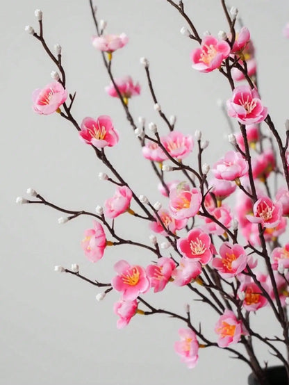 Artificial Flowers White Plum Blossom 21.7'' Fake Long Stem Plastic Flower Home Hotel Wedding Party Garden Decor Gifts Birthday