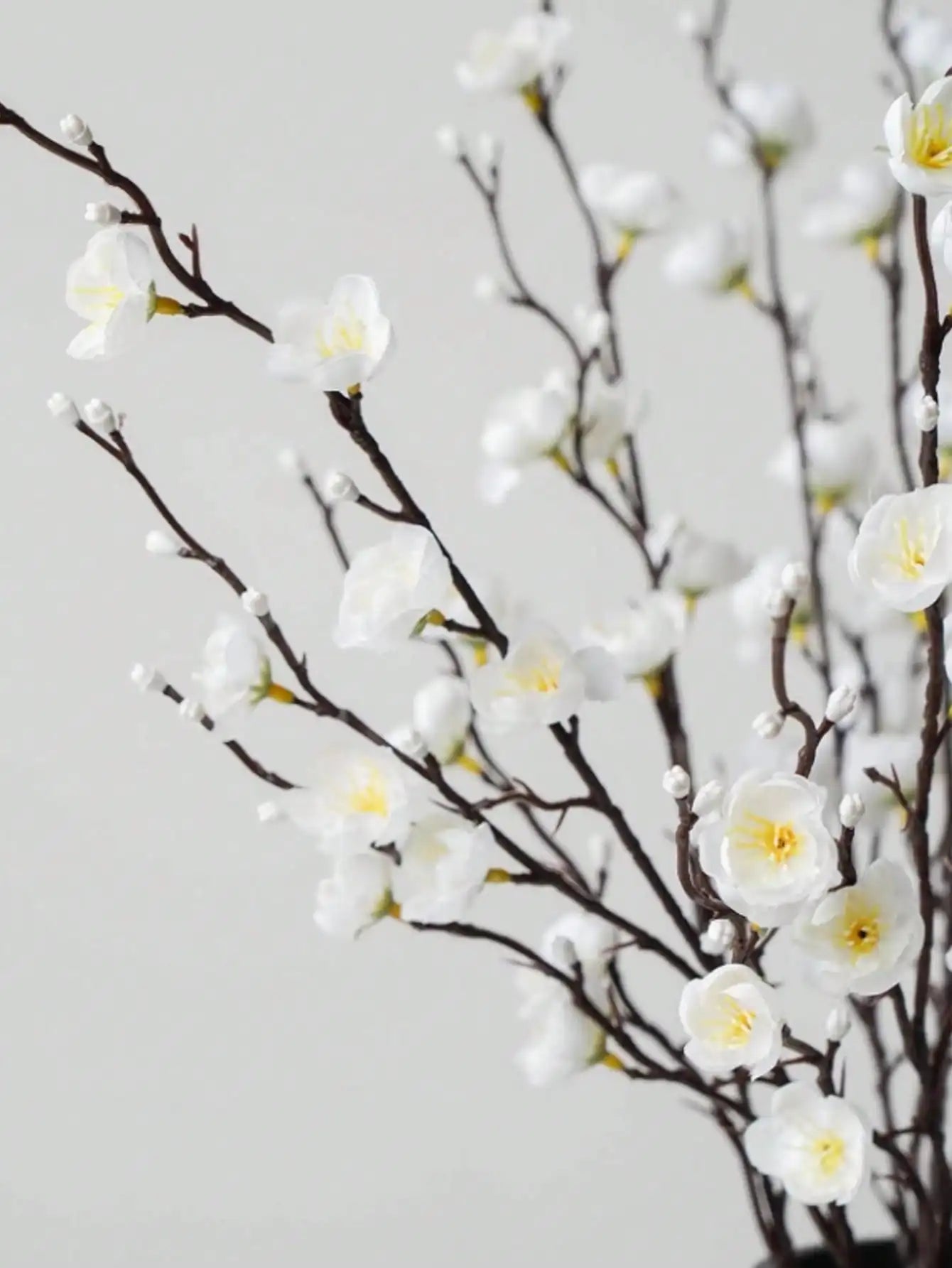 Artificial Flowers White Plum Blossom 21.7'' Fake Long Stem Plastic Flower Home Hotel Wedding Party Garden Decor Gifts Birthday