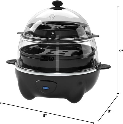 Deluxe Egg Cooker - Boiler, Poacher & Steamer - Includes Measuring & Recipe Guide - Dishwasher Safe - Holds 12 Eggs, Black