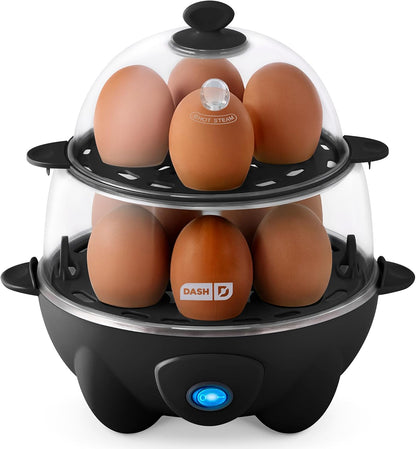 Deluxe Egg Cooker - Boiler, Poacher & Steamer - Includes Measuring & Recipe Guide - Dishwasher Safe - Holds 12 Eggs, Black
